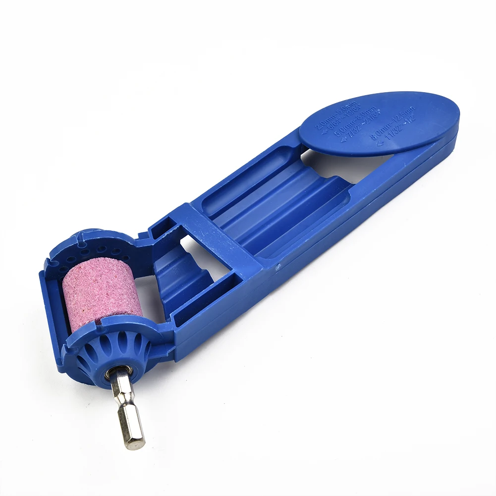 Portable Drill Bit Sharpener Corundum And 4 Wear-resistant Grinding Wheels Set Blue Drill Accessory For Fast Drilling Tapping