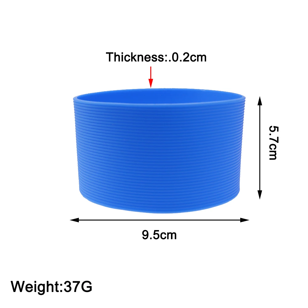 1Pc 37G Diameter 9.5cm Colour Soft Silicone Heat Insulated Antiskid Stripes Cup Sleeve Non-slip Wraps Glass Odorless Anti Slip