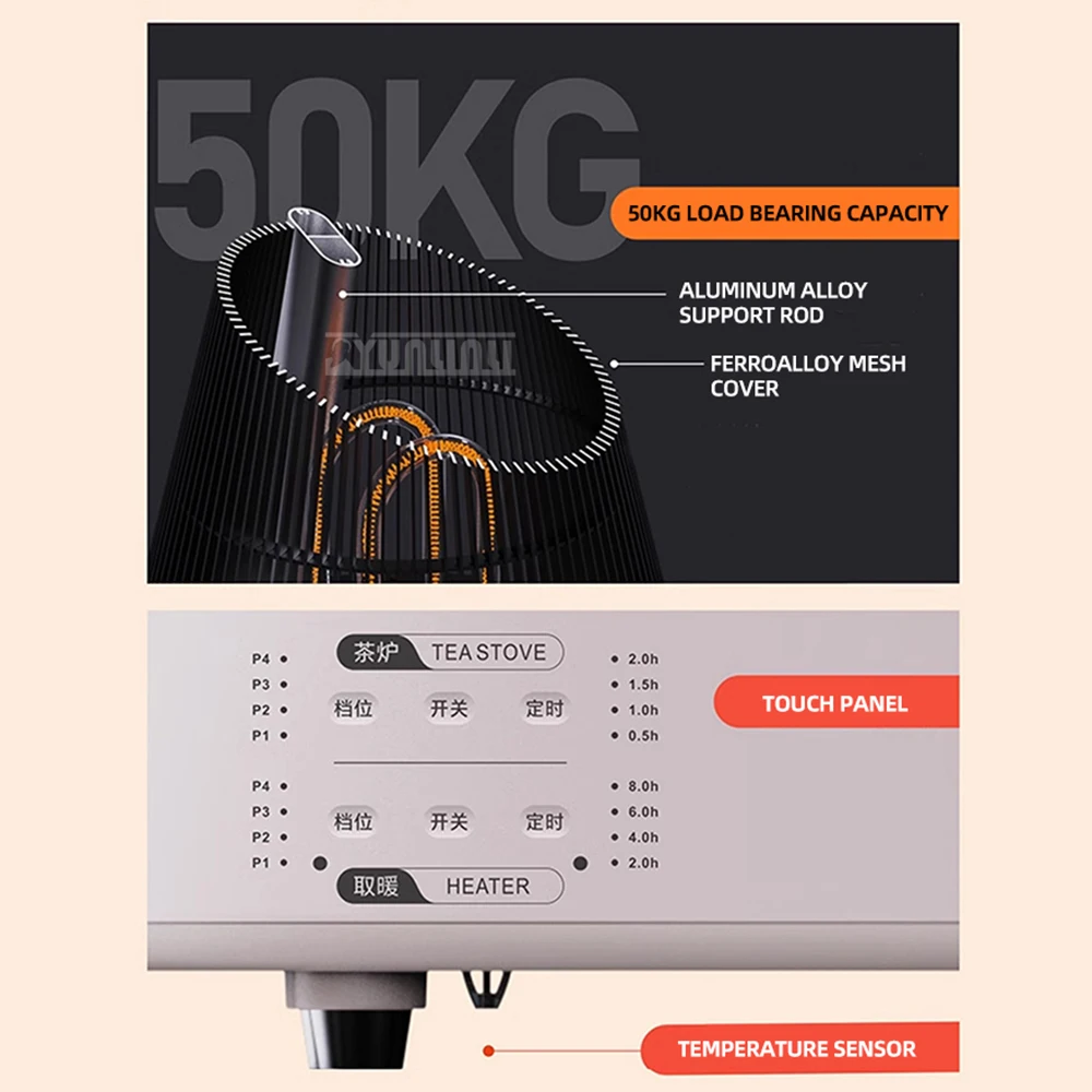 Aquecedor elétrico multifuncional, fogão circundante para fazer chá, aquecedor portátil para sala, economia de energia doméstica