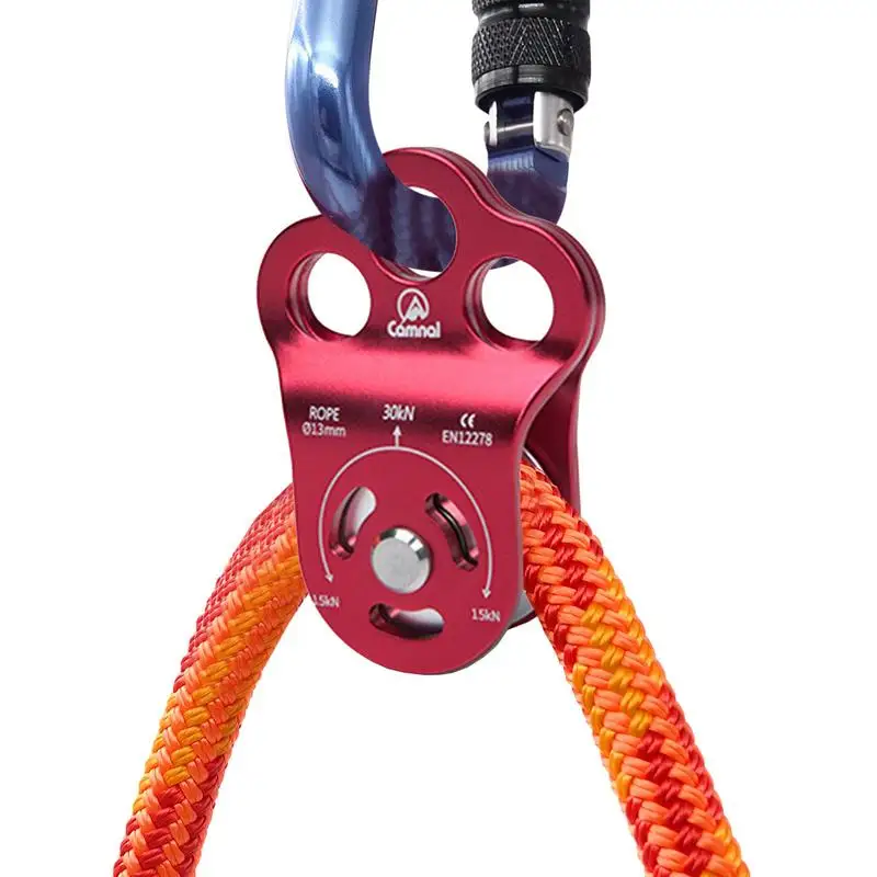 Climbing Rescue Pulley 3-Hole Connection Fixed Pulley with Double Bearing Portable Outdoor Sheave for Backyard Zipline Climbing