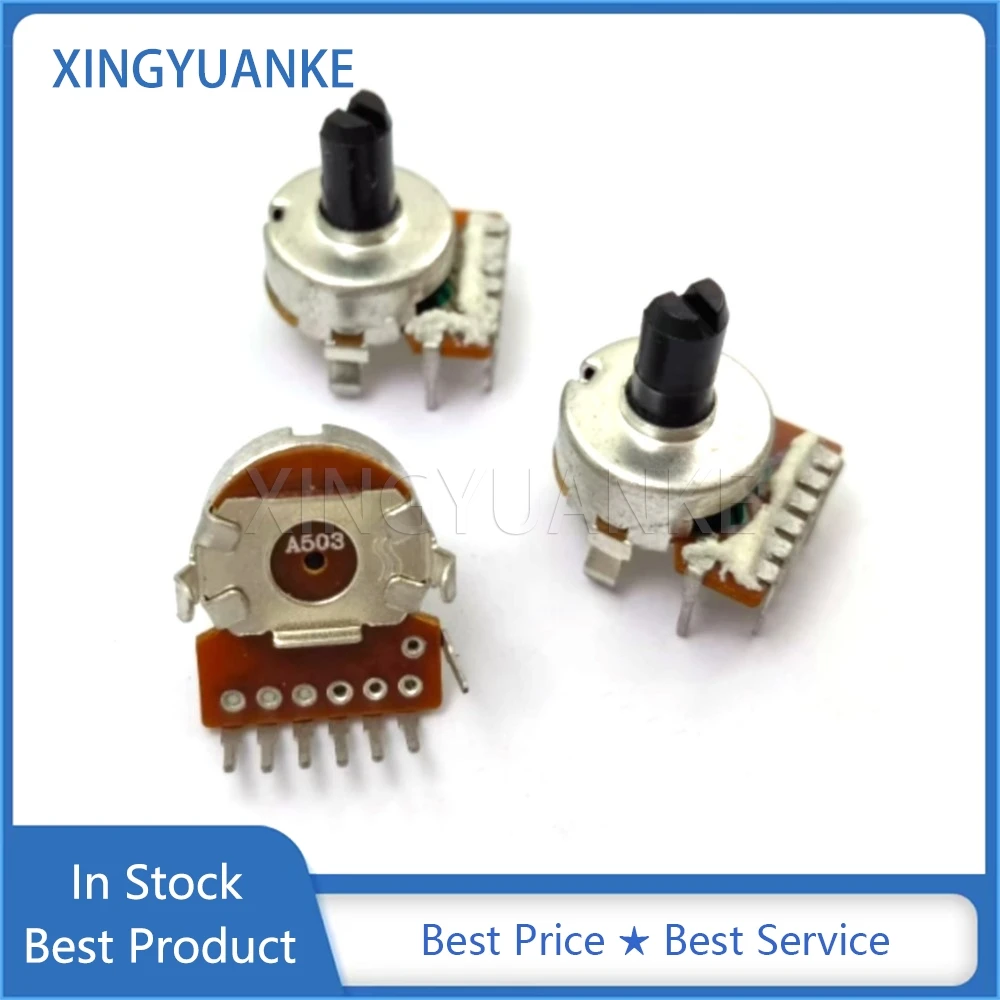 1PCS 161 Type Double Vertical A503 A50K Power Amplifier Audio Volume Potentiometer 6+1 7-Pin Half Shaft Length 10MM