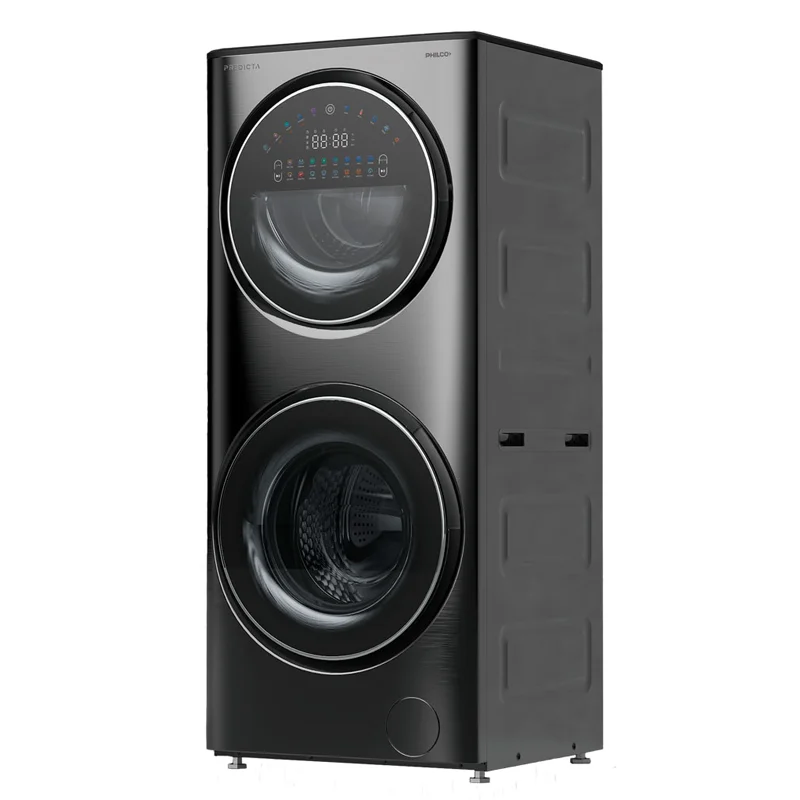 Stacked Washer Dryer Combo 15KG, 1400RPM Inverter Front Load Tower, AI Smart Wash, Spanish Language Touchscreen, 220V
