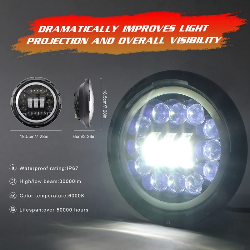 4X H4 400W 7Inch LED Head Light Lamp With For Lada Niva Urban 4X4 Suzuki Samurai For Jeep Wrangler Off Road