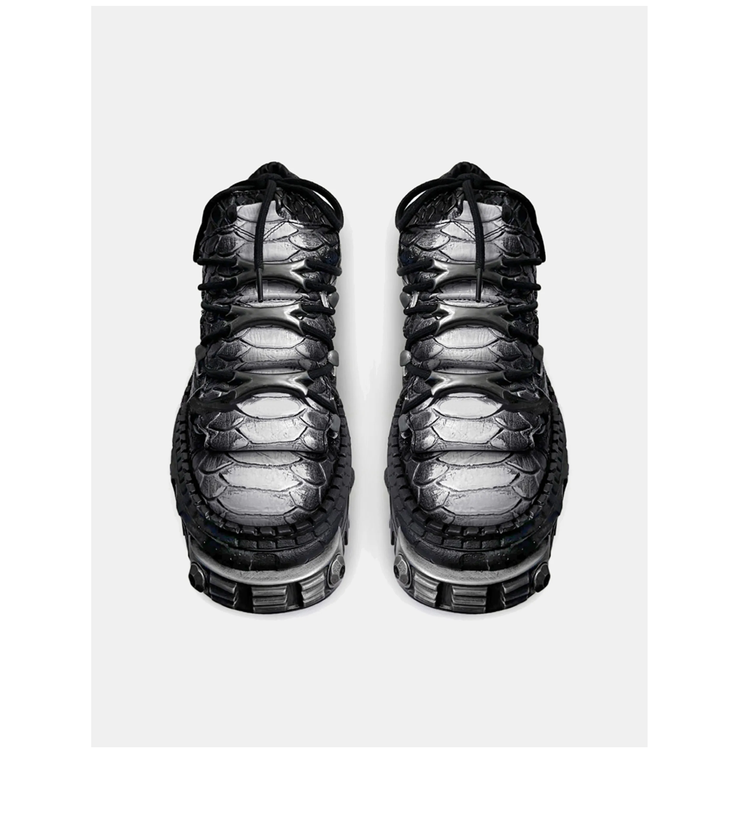 Hot Sale Metal Height Increasing Mid Calf Leather Boots Black All-match Design Boots Round Toe Thick Sole Cross Tied Shoes Punk