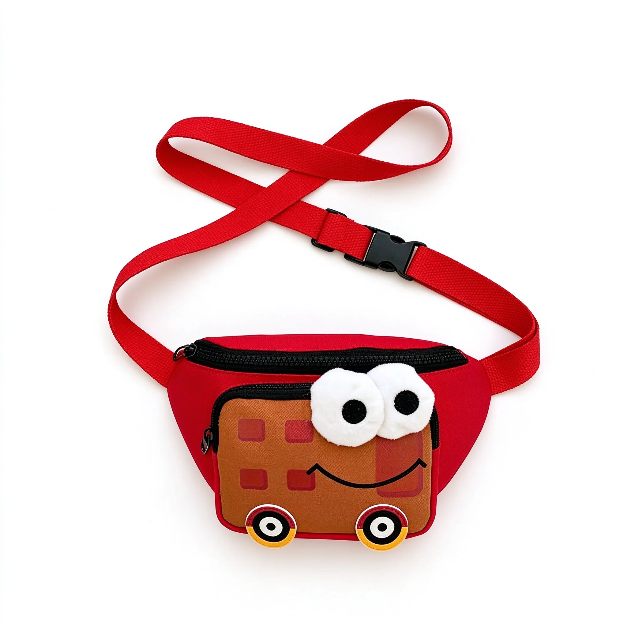 Black Blue Purple Red Cartoon Car Kids Crossbody Waist Bag Cute Eyes Face Child Shoulder Bag Purse Girls Fashion Mini Chest Bag