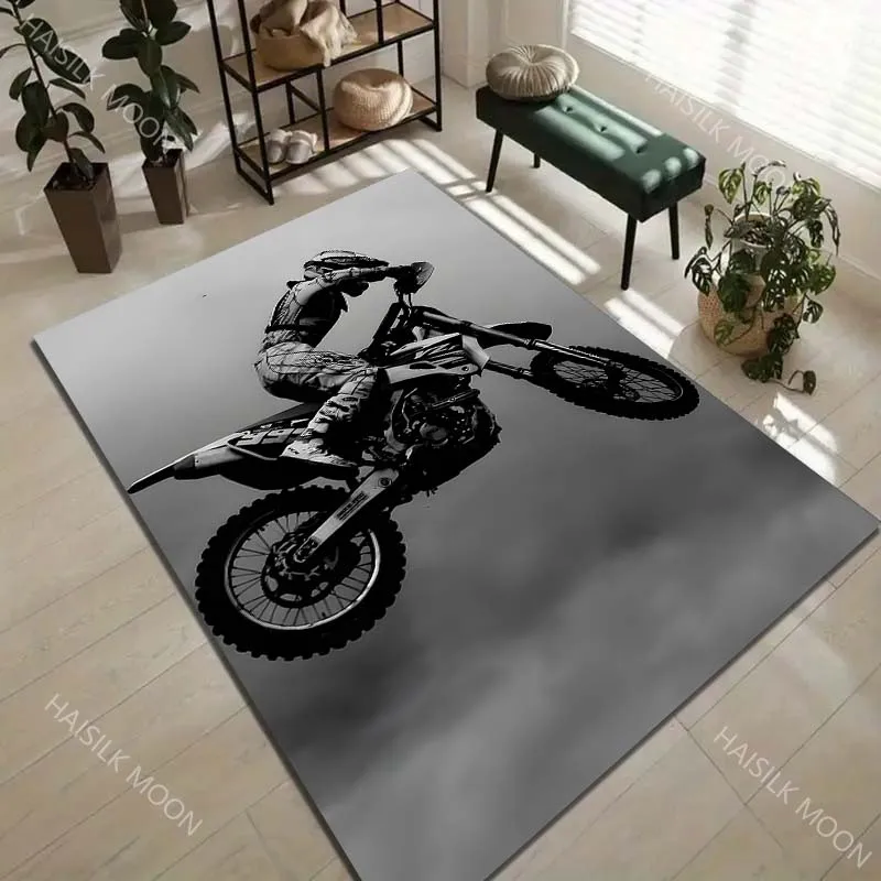 1PC Motocross rider airborne jump Carpet for Living Room Bedroom Sofa Home Decor Rus Non-slip Floor Mat Luxury Gift view 5