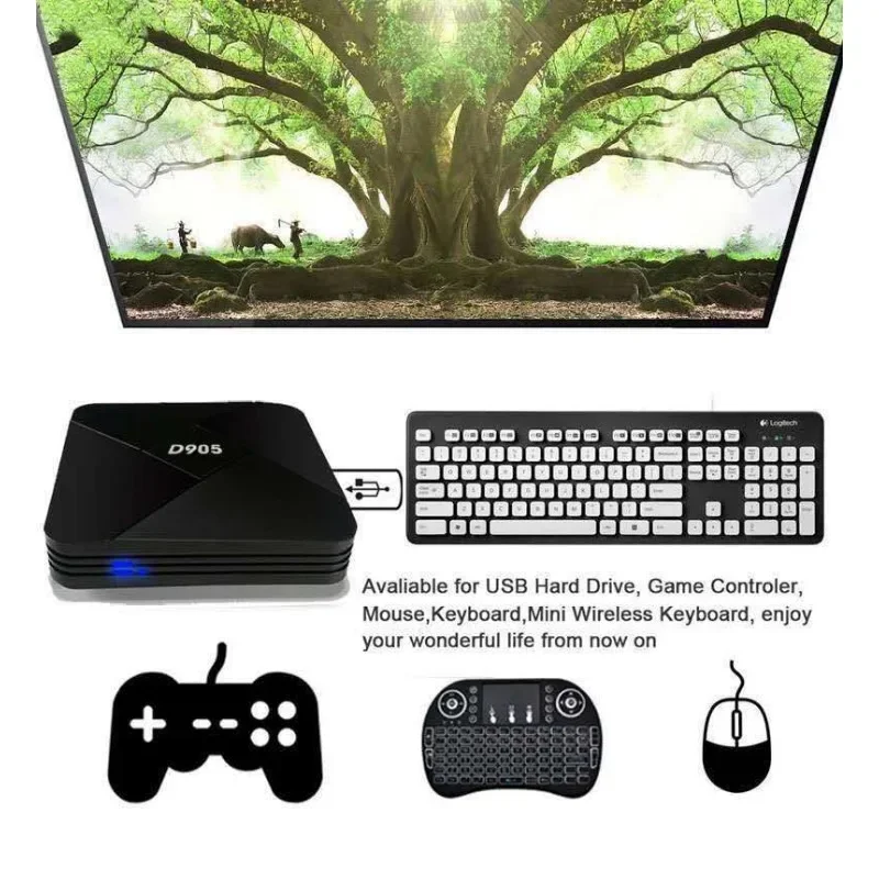 D905 Tvbox المحمول Android TV 8gb Ram WIFI Mlogic S905 4K Smart IPTV Box TV Smart Home Set Top TV Box Receiver