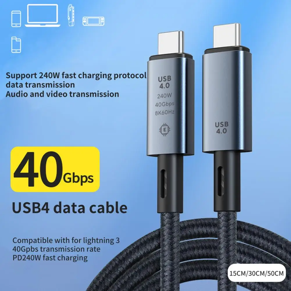 Fast Charging Cable  Portable 8K 60Hz Efficiency  Type C to Type C Data Cable Cord Cellphone Accessories