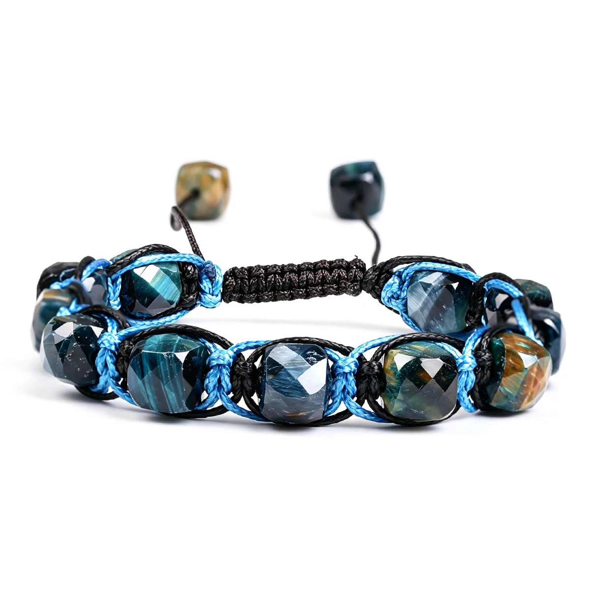 Herren-Armband aus Natürlichen Edelsteinen: Energiestein Tigerauge, Obsidian, Gelber Kristall, Handgefertigter Männerschmuck als Geschenk – Detail 17