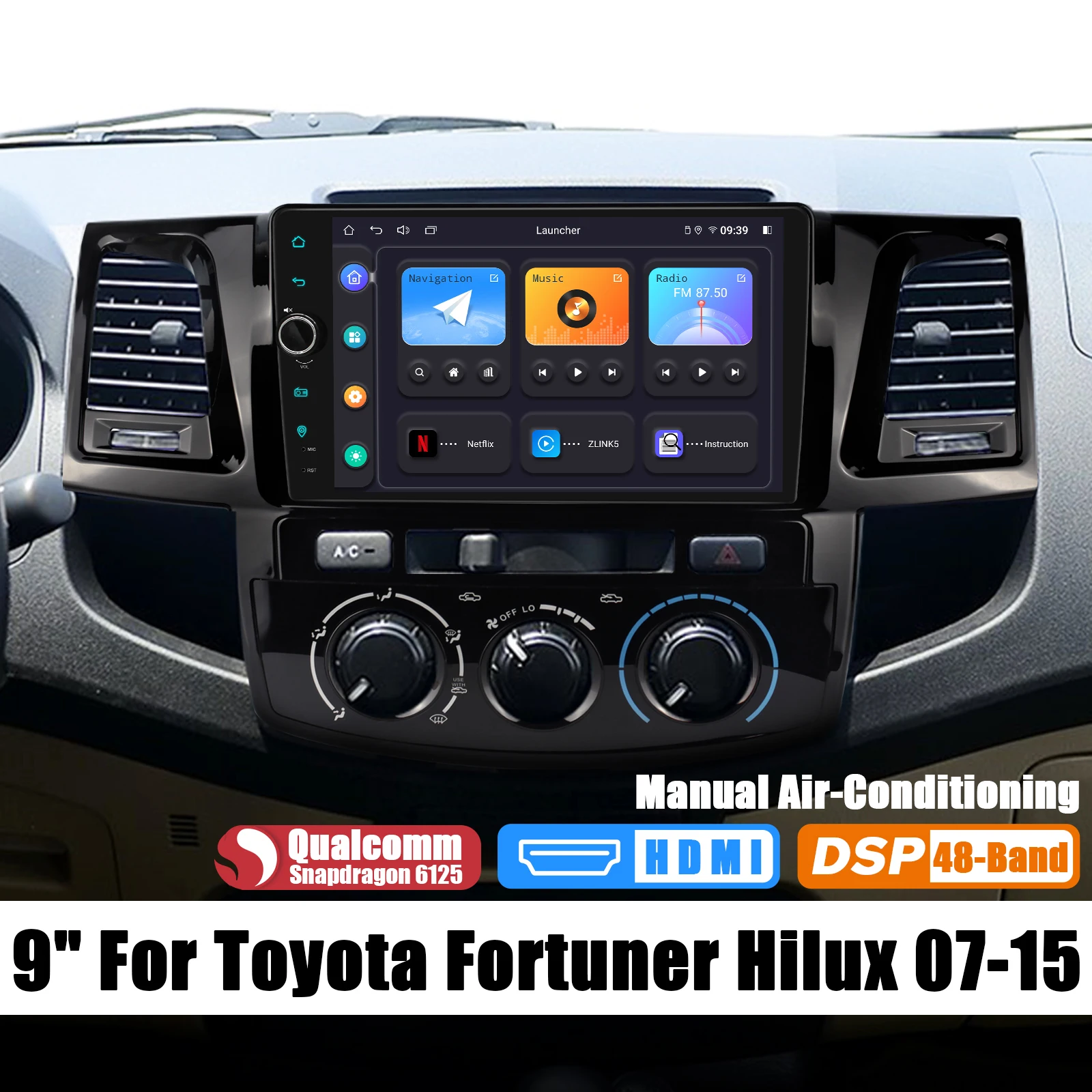 

Upgrade 9 inch Powerful Car Radio Stereo Head Unit Multimedia For Toyota Fortuner Hilux 2007-2015 With Carplay Android Auto