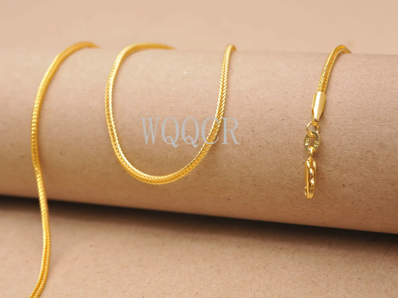 Wholesale 1PCS Of Bulk 18K Embossed Gold 2MM  Fox Tail Chain 16