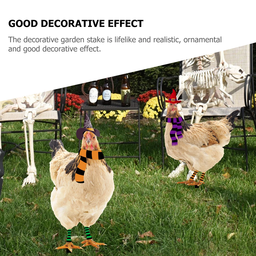 

2pcs Simulated Chicken Decoration Halloween Acrylic Hen Ornament Garden Stake Realistic Shape Perfect for Courtyard Garden