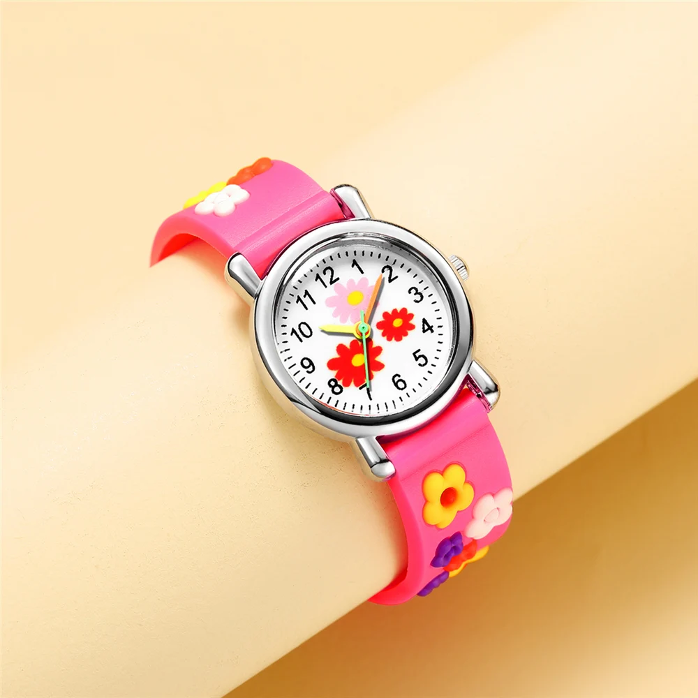 cute sweet flower pattern silicone band Children's cartoon watch
