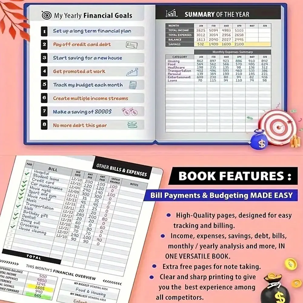 قطعة واحدة من كتاب تسجيل الفواتير، تتبع كل فاتورة وإدارة أموالك بشكل فعال.