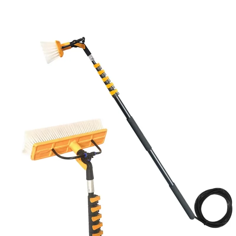 7.5m Dual purpose water pump and faucet Photovoltaic panel cleaning brush telescopic pole manual cleaning tool spray brush