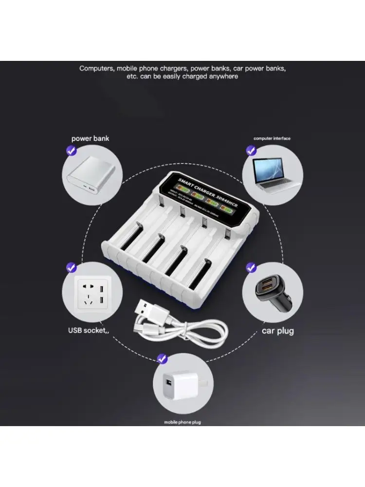 Y1UB Multi Functional 18650 4 Bay Charging Safe Detection For 21700 32850 Battery