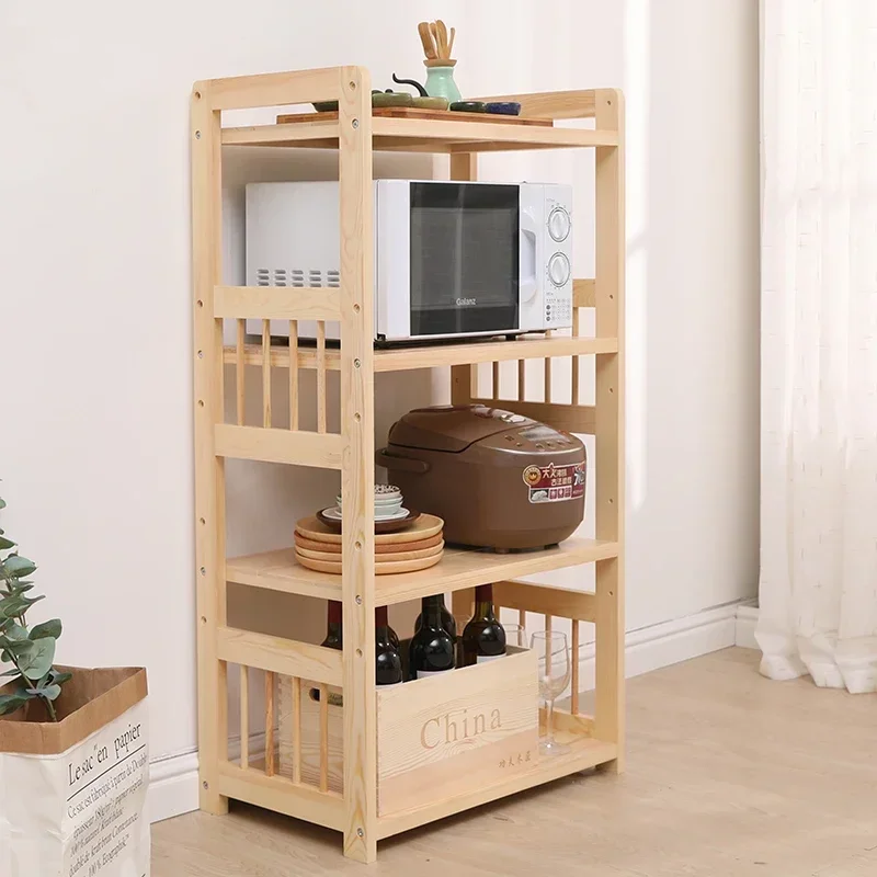 

Многофункциональная кухонная полка для хранения из цельного дерева, многослойная стойка, бревенчатый шкаф от пола до потолка