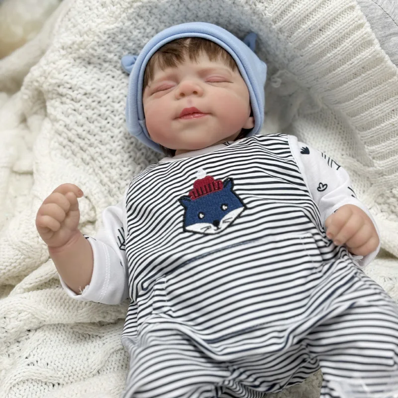 49cm boneca reborn pascale macio siliconen reborn dormindo menino toque macio realista 3d veias de pele bonecas de alta qualidade para crianças