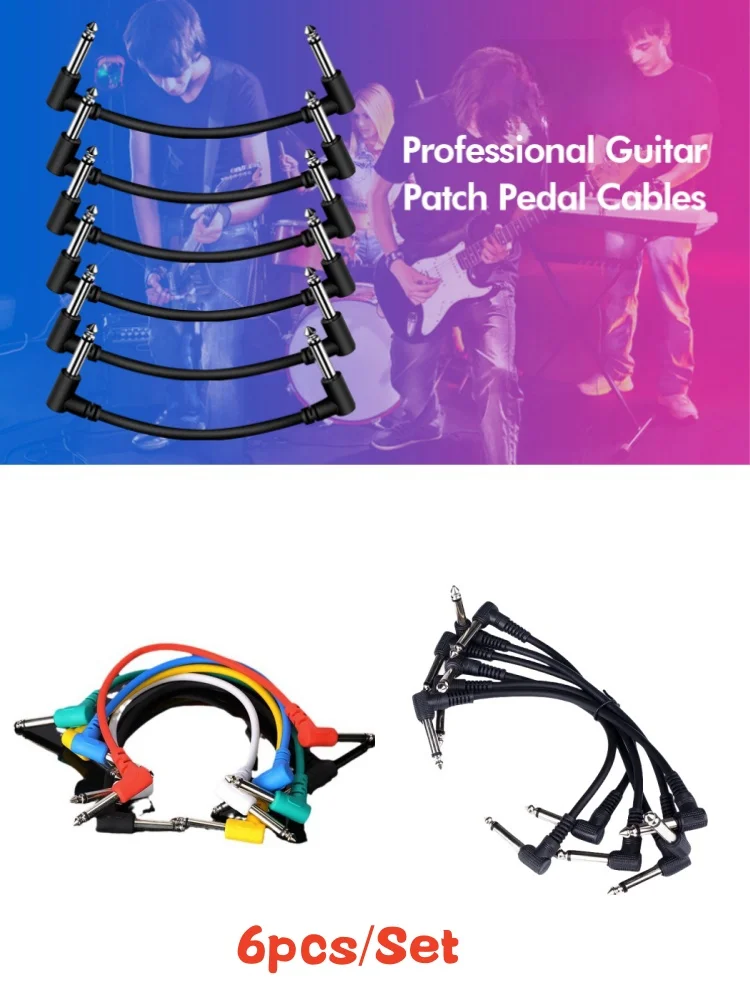 6 stücke gitarre pedal kabel Elektrische Gitarre Effekt Pedal Patch Kabel Kabel Geräuscharm Abgeschirmte Audio Kabel Führt 1/4 Rechten winkel Patch – Detail 1