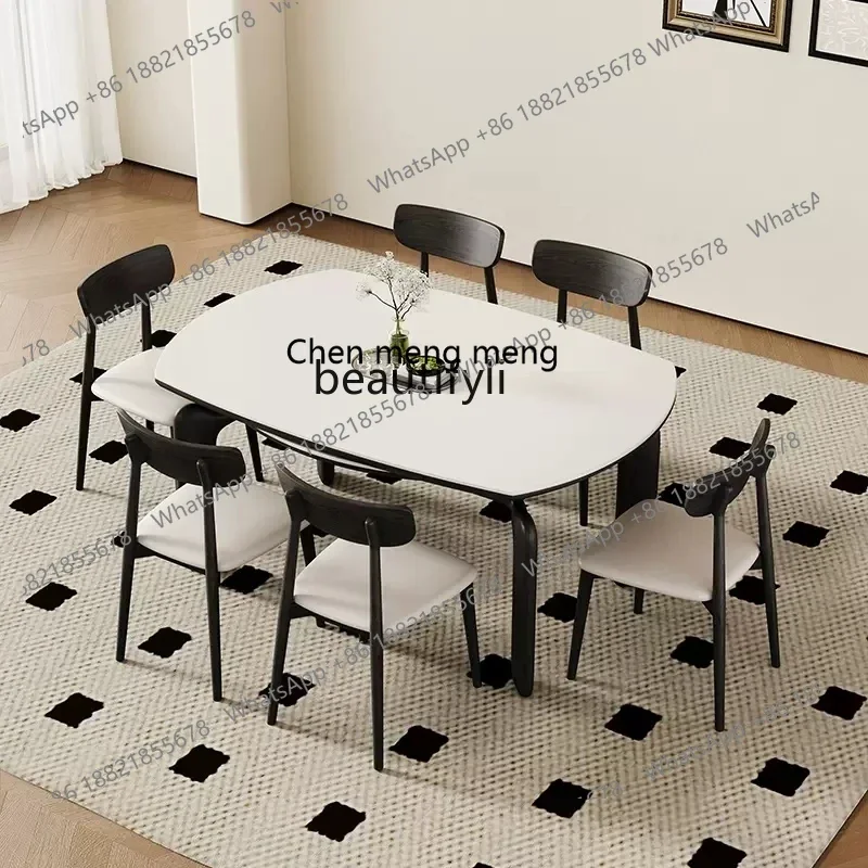 D178 Chinese Style Folding Solid Wood round Table New Black French Style Cream Style Retractable Square round Dual-Use Stone Pla