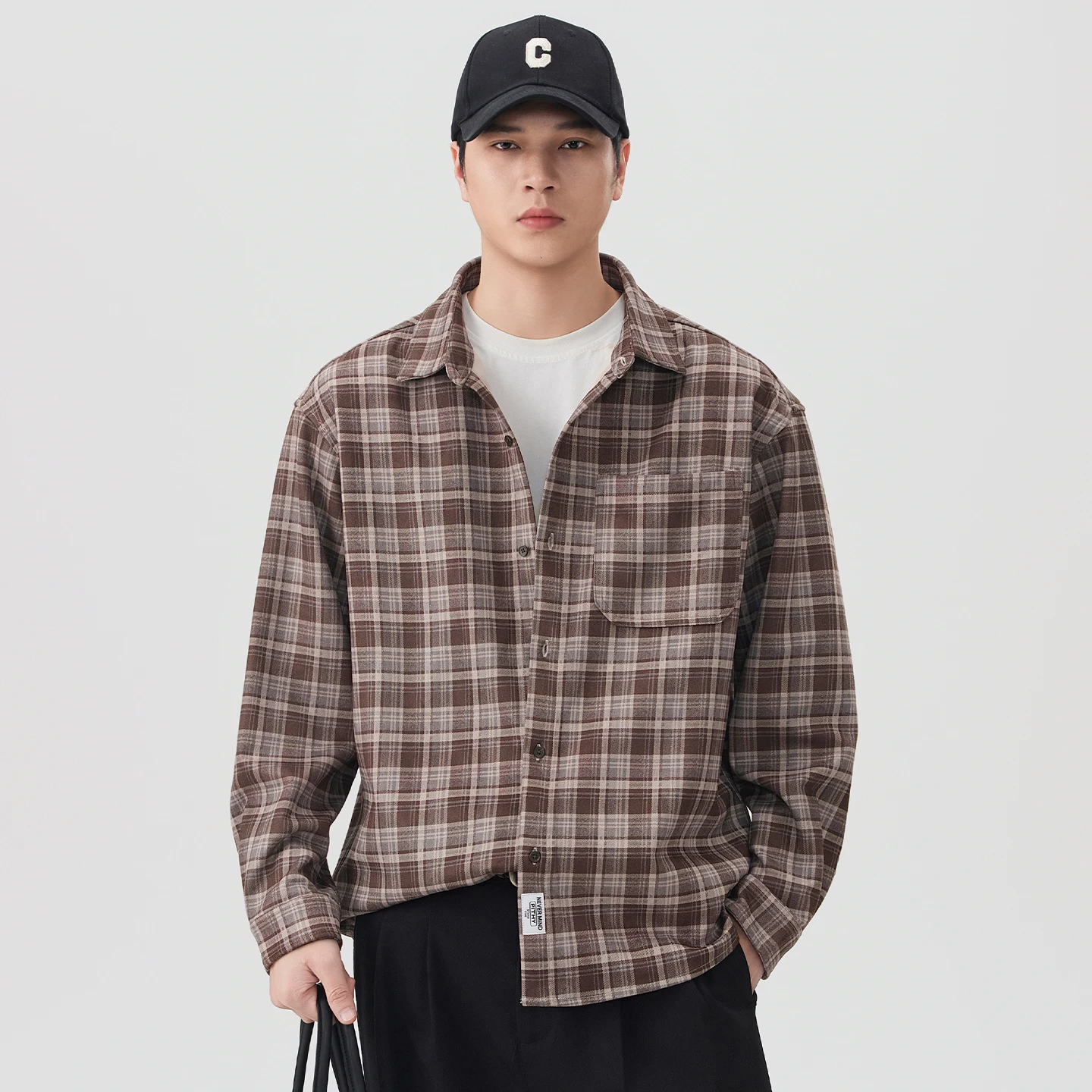 Men Streetwear Japanese Fashion Loose Casual Plus Size Long Sleeve Plaid Shirt Cardigan Campus Boys Girls Shirts Blouses
