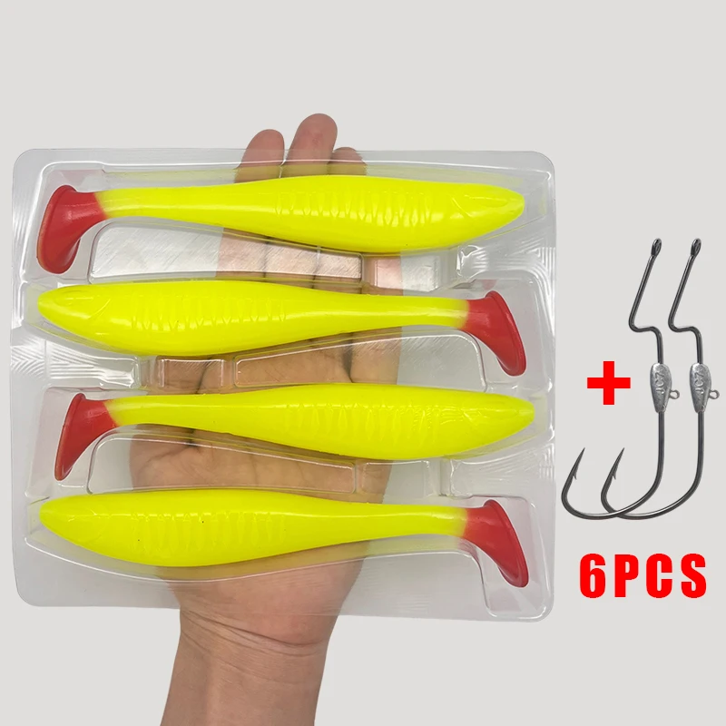 4 Stück weiche Angelköder mit 2 Liple-Haken, einzigartige vibrierende Schwimmaction, gut gefertigte Angelköder für Barsch, Forelle, Crappie Walleye – Detail 11
