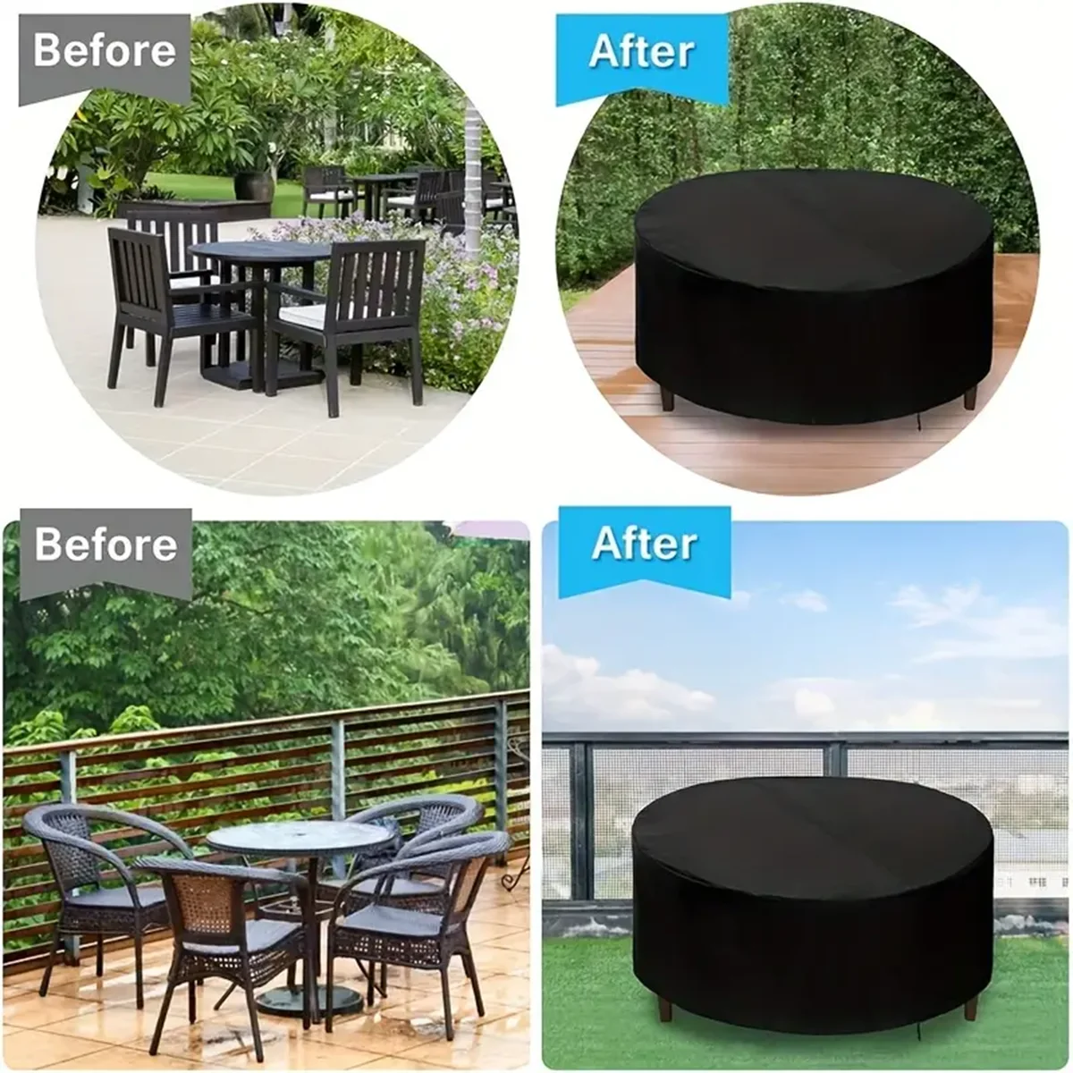 Waterproof Round Patio Furniture Cover, Round Patio Table & Chair Set Cover, Outdoor Patio Furniture Cover