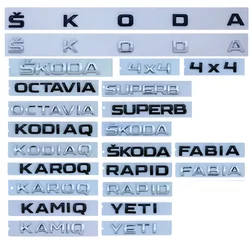 ABS Car Rear Trunk Badge Emblem Sticker for Skoda Octavia Kodiaq Karoq Superb Rapid Fabia Kamiq Yeti 4x4 Letter Logo Accessories