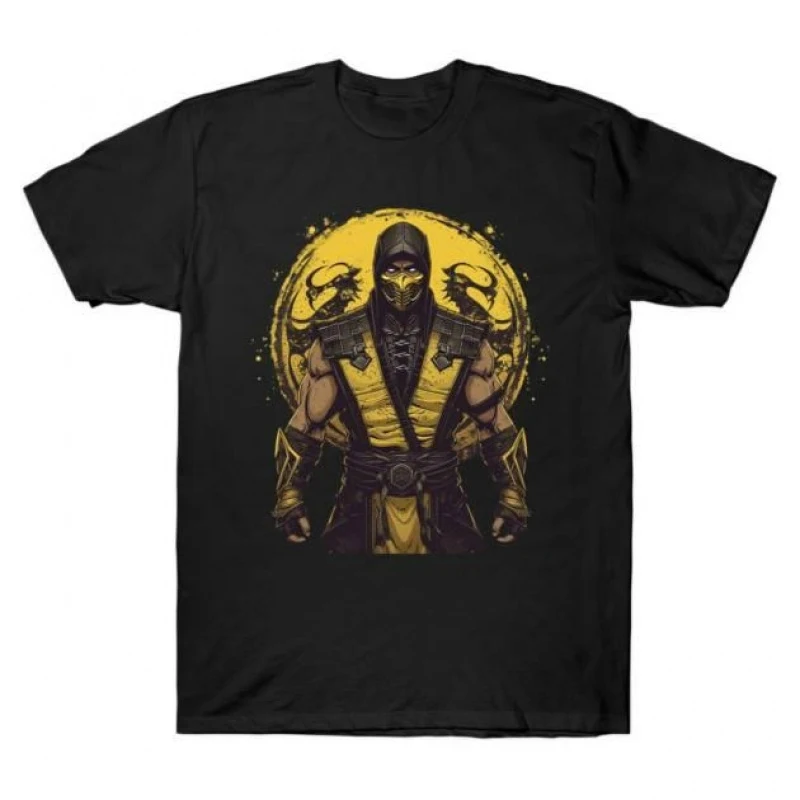 Scorpion 90's Video game Mortal Kombat Gift tee for gamer Short Sleeve Graphic T-Shirt All size tops S-6XL