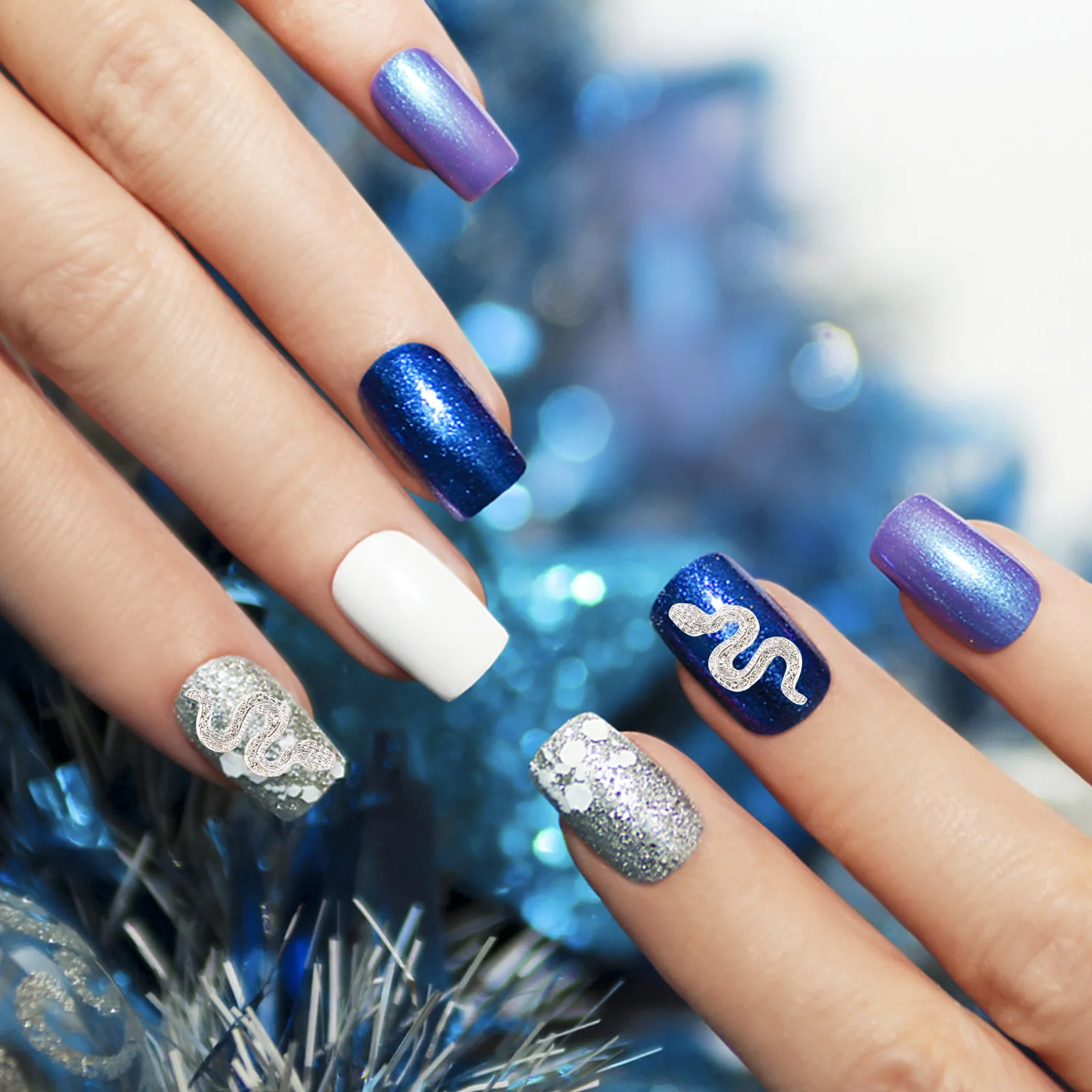 40 pièces alliage pour acrylique pour ongles acryliques ongles bricolage zodiaque serpent serpent ongles breloques 3D Nail Art breloques