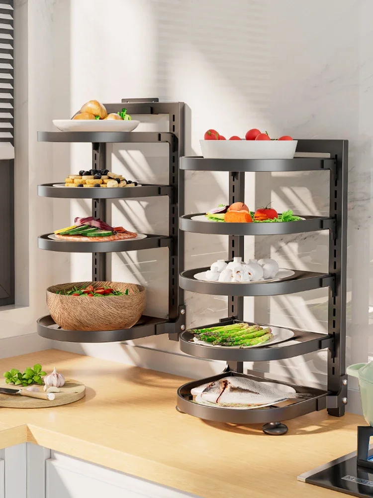 Multi story vegetable storage rack in the kitchen, multifunctional storage rack, household countertop, vegetable plate,