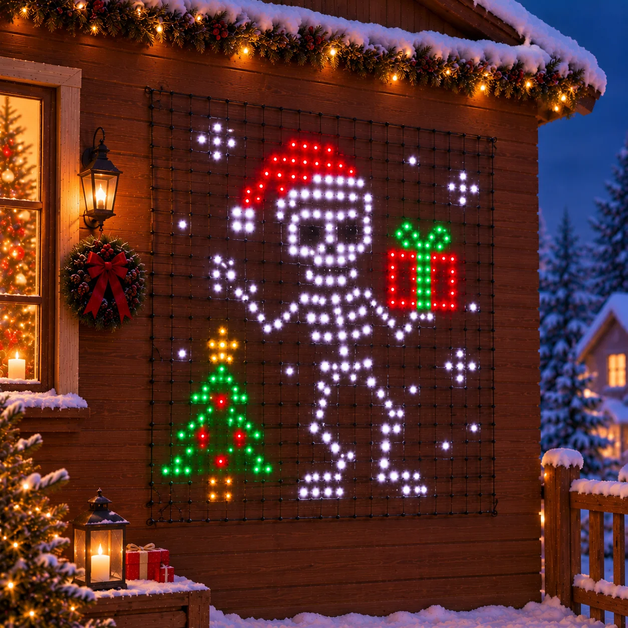 ledクリスマス・ピクセルカーテンライトセット。bluetoothアプリで操作可能。diyでスマートなパターンを作成でき、多色表示。パティオ、バルコニー、壁の装飾に最適。