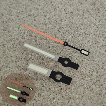 Uhrzeiger, Uhrenzubehör, grün leuchtend, orangefarbener Sekundenzeiger, Herrenuhr, Umbauteile für NH35/NH36/4R/7S-Uhrwerke