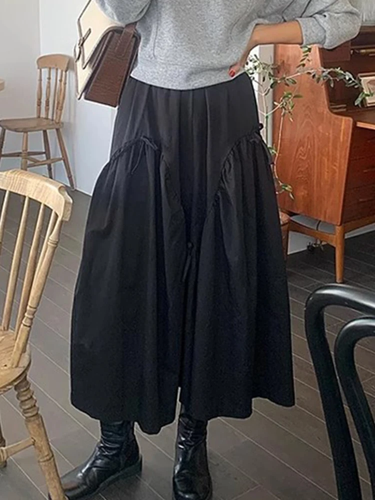 Schicker A-Linien-langer Rock mit hoher Taille und Fliege, reine Farbe, Frühlingsfaion für Frauen, Ele Slimming f Body-Röcke