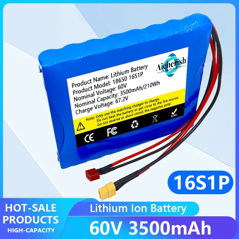 

16S1P 60V 3500mAh комплект литий-ионный батарей, для балансирующего велосипеда, Электрический Моноцикл, перезаряжаемый 60V 18650 аккумулятор