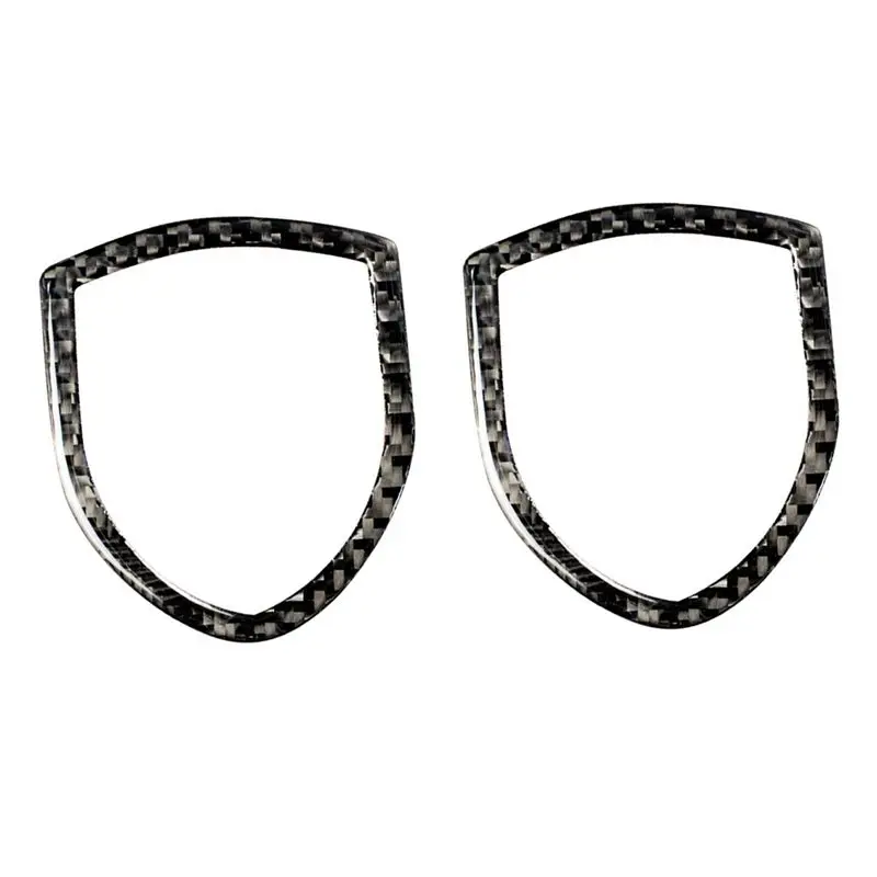

2X Car Exterior Front Logo Emblem Trim Cover Frame Black Carbon Fiber Fit For - Cayenne Macan 2014-2019