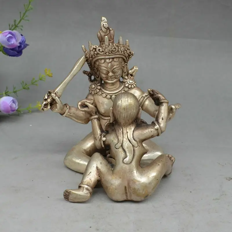 

Tibet Buddhism Bronze Copper Vajra Mandkesvara Yab-Yum Happy Buddha Statue