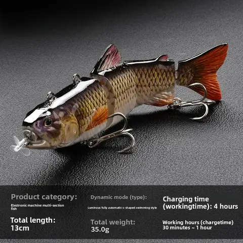 Elektriskt flersegmenterat fiskbete, elektroniskt fiskbete med uppladdningsbart LED-ljus, simpropellermotorbete 8 best sales LED-bete - №7