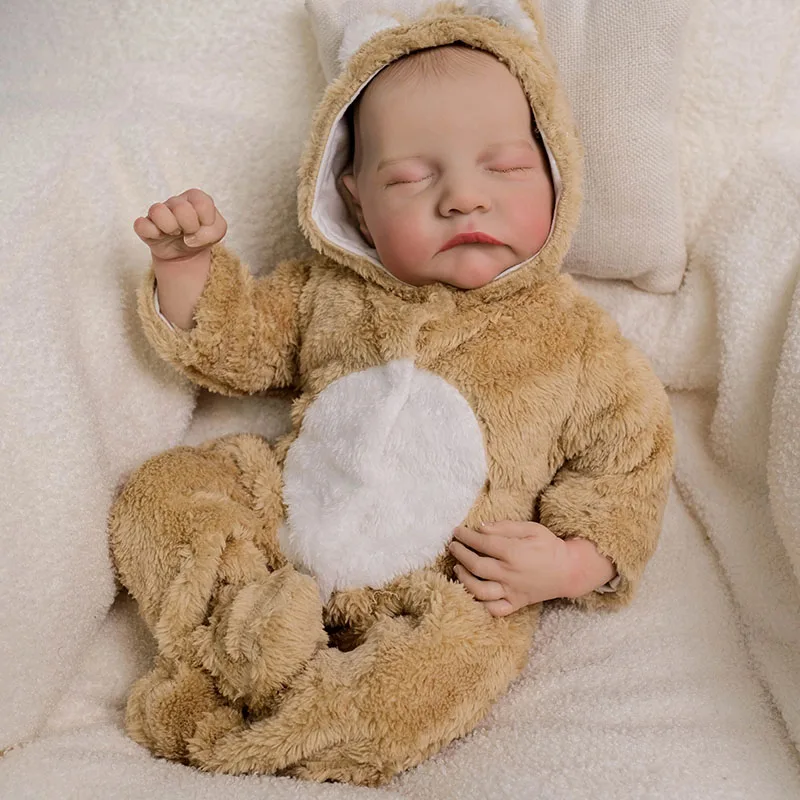 18inch Soft Cloth Body Levi Doll Reborn Baby Doll Lifelike Newborn Baby Doll 3D Skin Tone with Visible Veins Hand Paint