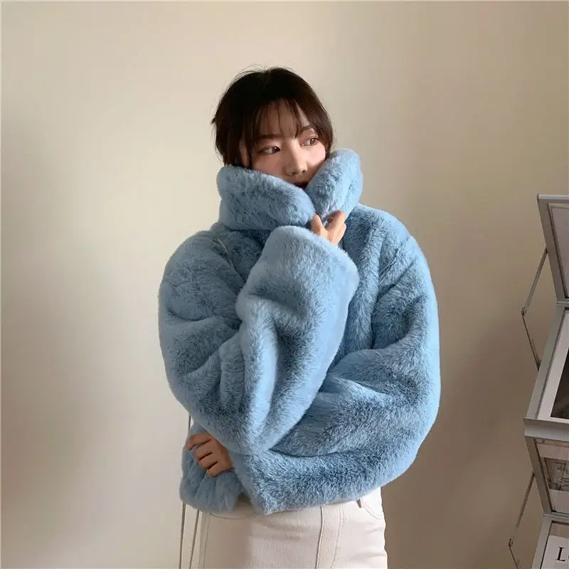 Faux Fur Maxi Coat Coats Womens Quilted Raglan Club Female Chinese-Style Outwears Lantern-Sleeve Adjustable High-Waist Unique OL