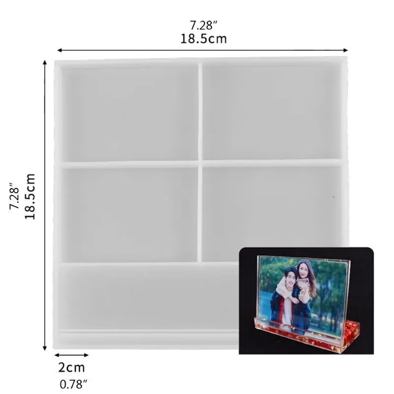 A52E Liebe Rechteck Fotorahmen mit Basis Harz Form Handgefertigte Ornamente Silikonform – Detail 7