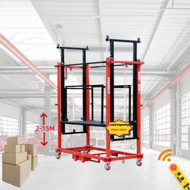 2M-8m portable foldable electric lifting scaffold 500kg mobile lifting table working platform steel scaffold