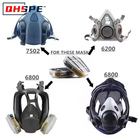 6001/6002/6004 Cartridge Box 5N11 Cotton Filters Set For 6200/7502/6800 Dust Gas Masks Chemical Painting Spraying Respirator