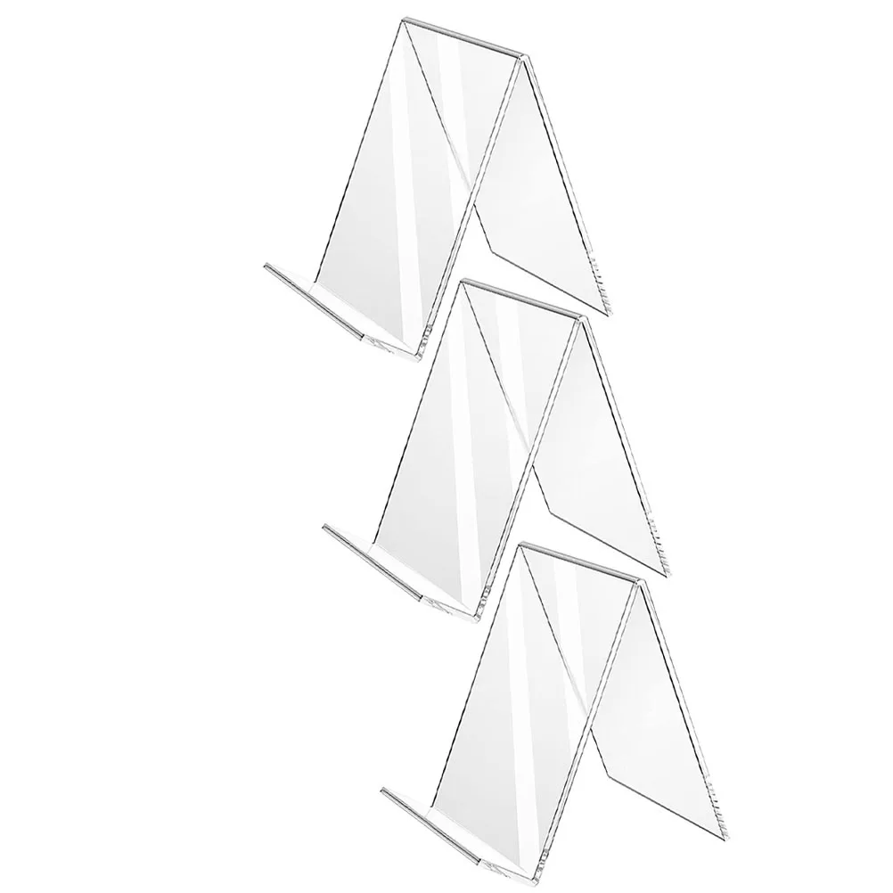 3pcs Acrylic Book Stands Clear Desktop Book Display Easel Holder For Books Albums Magazines Storage Organizer Transparent