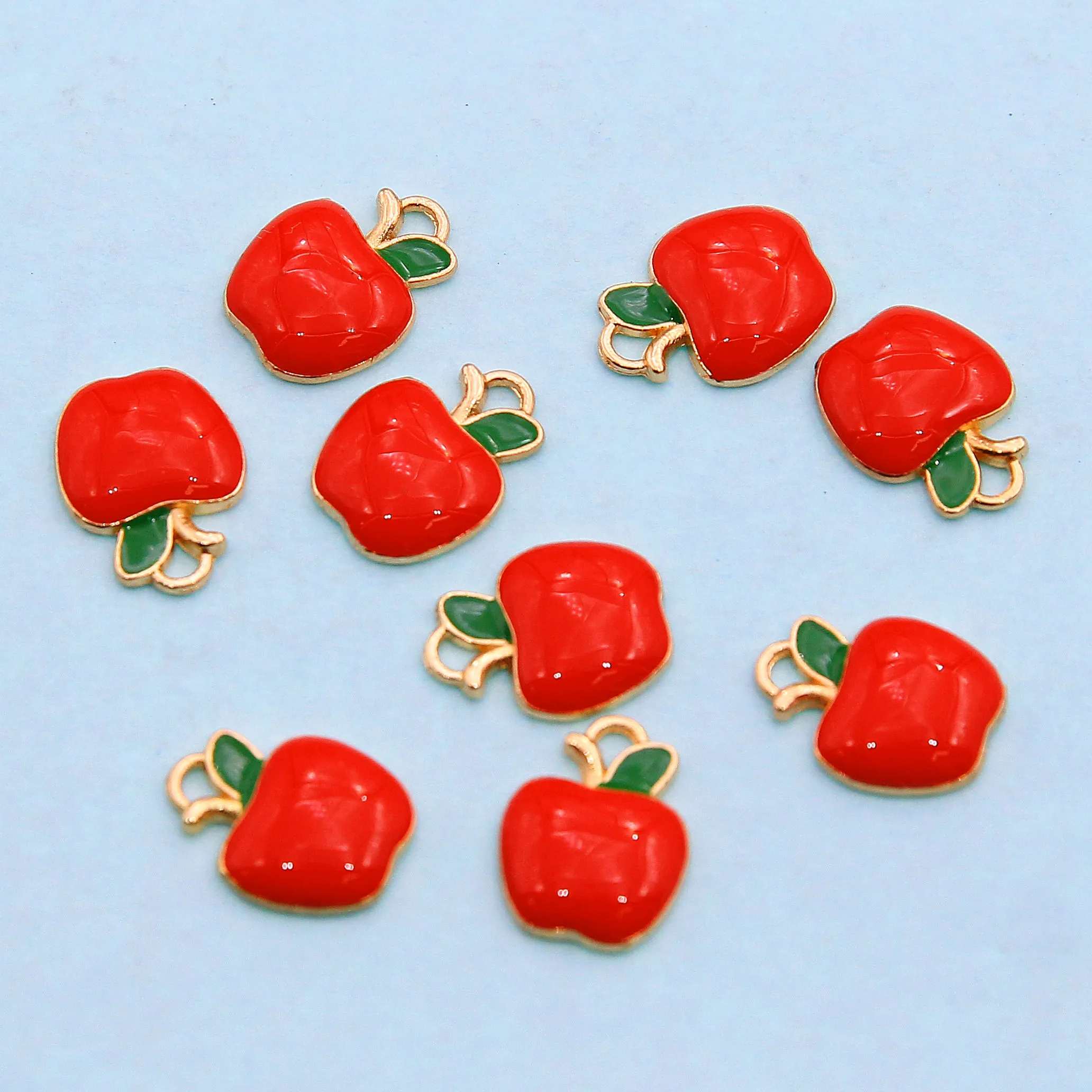 10pcs 15*11mm fruit red apple alloy pendant DIY handmade single hole necklace bracelet accessories jewelry