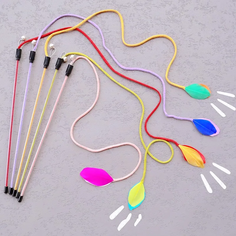 

Cat Toys Feather Cats Stick Teaser Interactive Cat Toy with Bell Bite-resistant Stick Feather Toys for Cats Teasing Pet Products