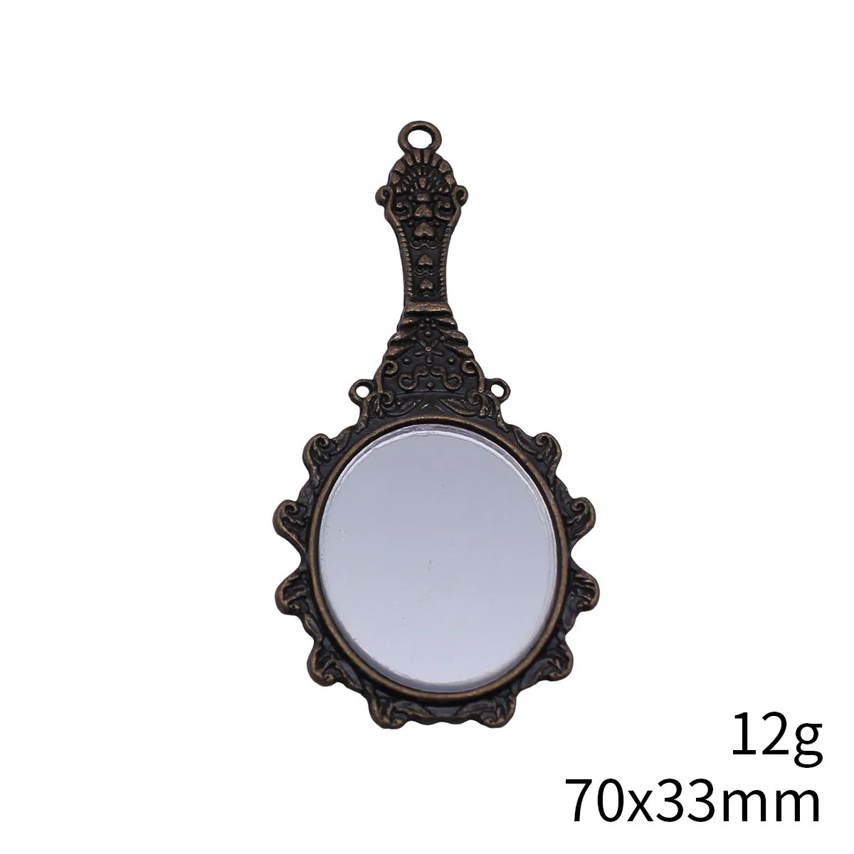 1pcs 70x33mm 2 Colors Antique Silver Color Antique Bronze Color Mini Handheld Makeup Mirror Pendant Jewelry Making Accessories
