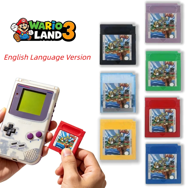 

Mario Series Wario Land 3 16 Bit Retro Classic GBC Game Cartridge English Version for Gameboy GBC GB SP Handheld Console