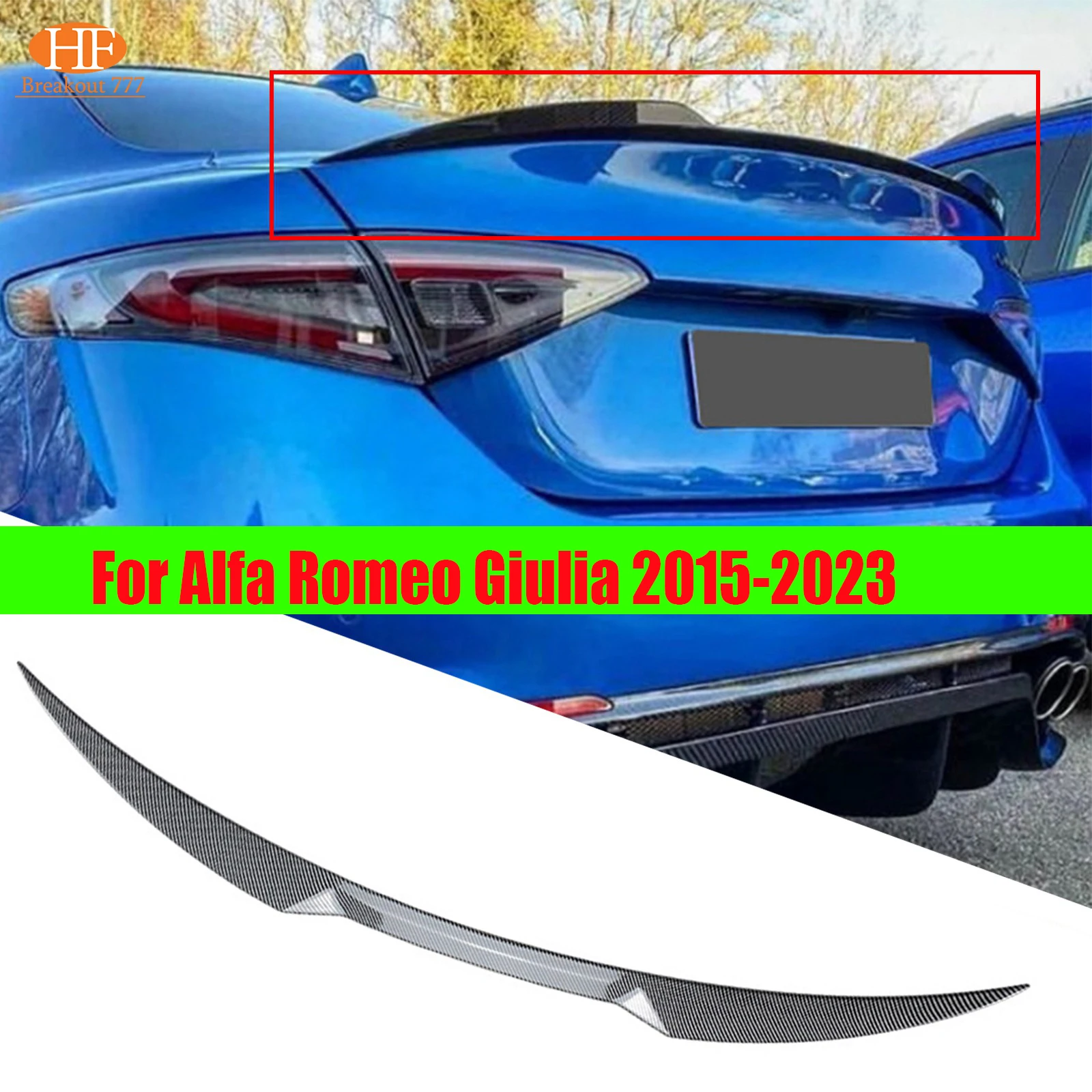 

Rear Trunk Spoiler For Alfa Romeo Giulia Quadrifoglio 2015-2023 Car Bumper Carbon Fiber Lip Trunk Spoiler Wing Accessories