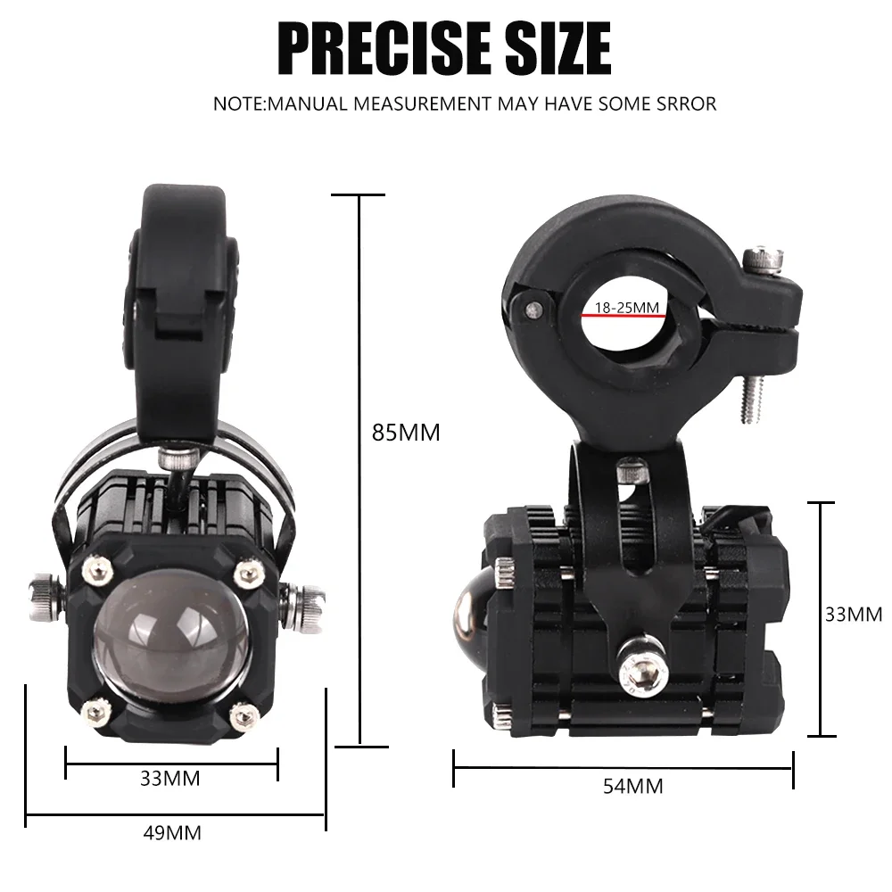 20W Super jasny czterolodelowy reflektor motocyklowy LED z mini soczewką projektora samochód ATV światło przeciwmgielne pomocniczy reflektor